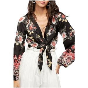 NEW Free People Women’s Run Free Blouse, Black Size S